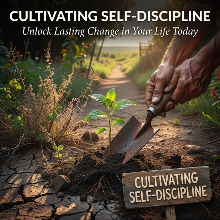 Motivational image of a person on a steady path to a goal, representing cultivating self-discipline for lasting life change.