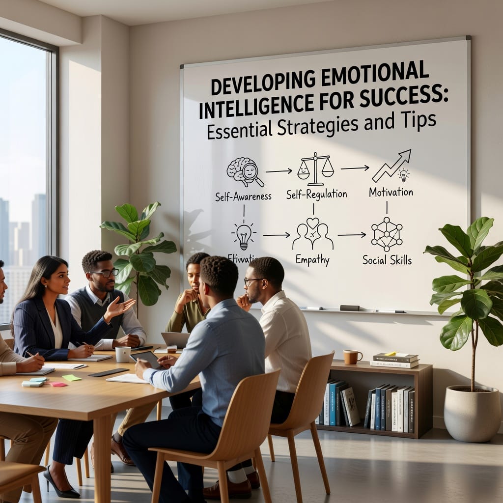 Illustration of a thoughtful person meditating, representing developing emotional intelligence for personal and professional