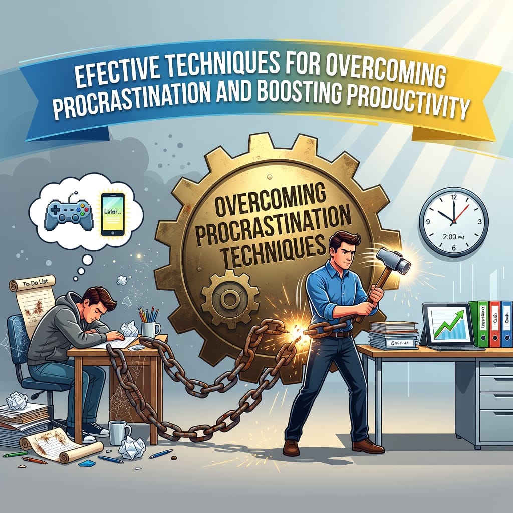 Illustration of person overcoming procrastination by checking off tasks on a to-do list.